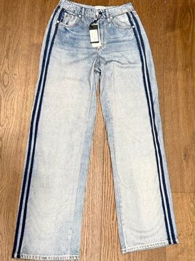 NWT: rag & bone Miramar High-Rise Wide-Leg Track Jeans, sz. XS